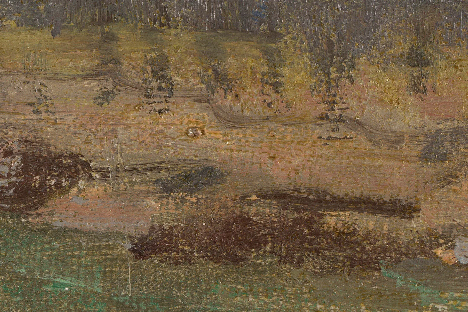 莫奈油画风景《阿让特伊的塞纳河小支流》超高清大图局部 (7)