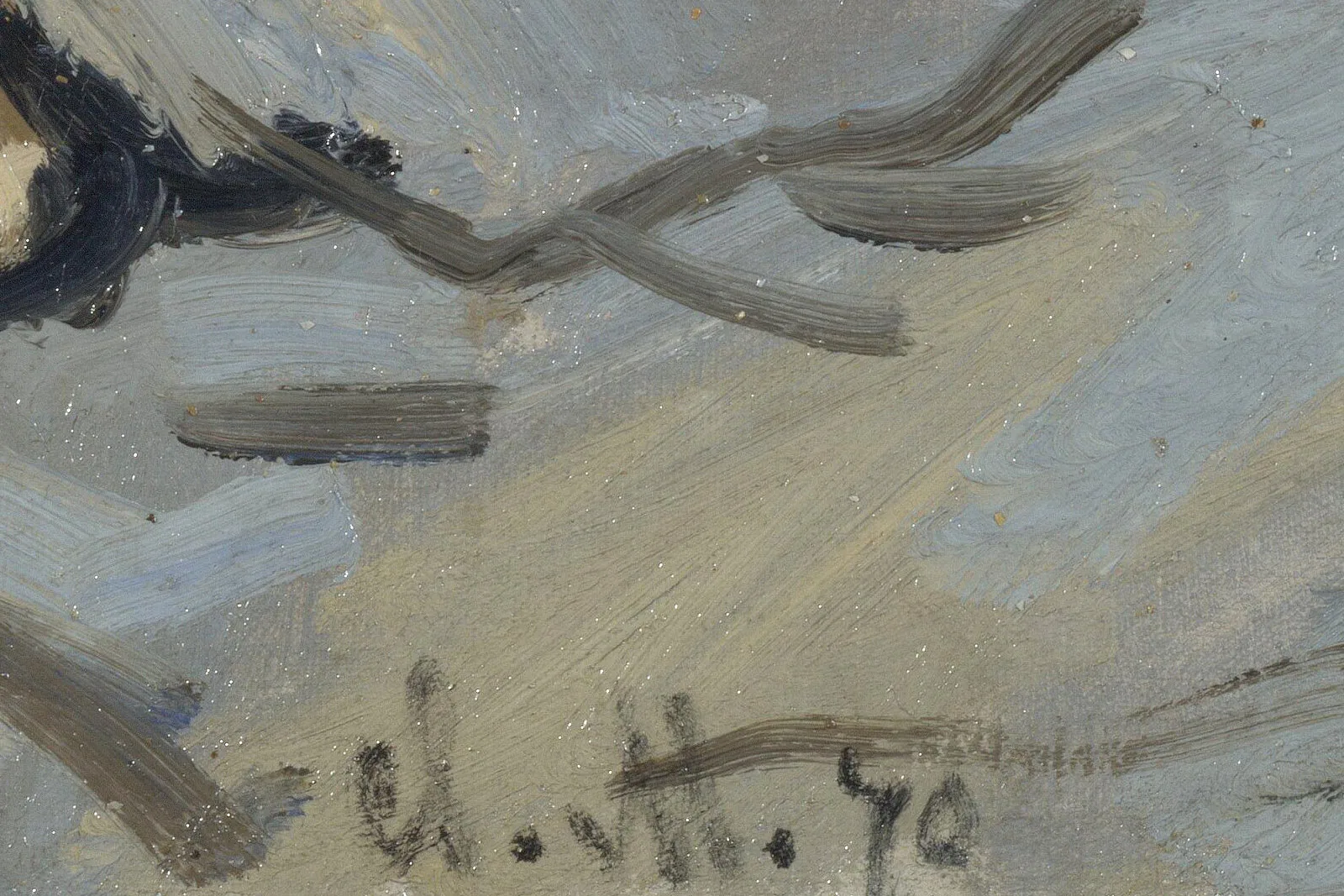 莫奈油画作品《特鲁维尔海滩》局部 (4)