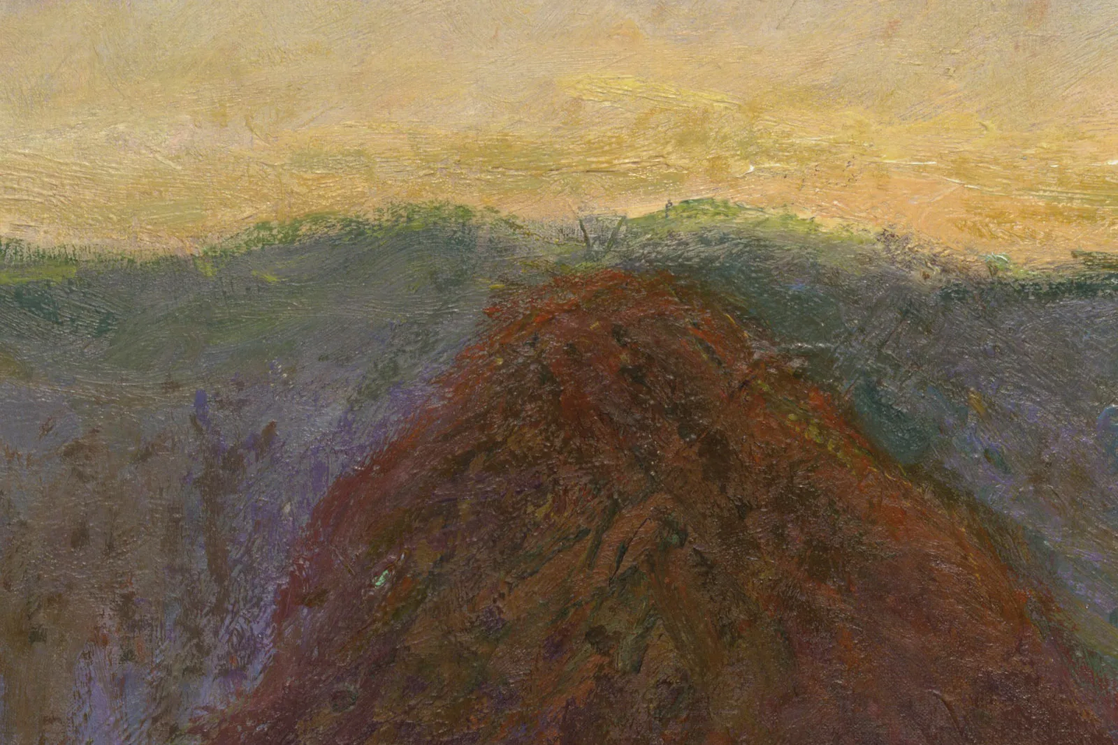 莫奈油画《日落雪融时的干草堆》局部 (1)