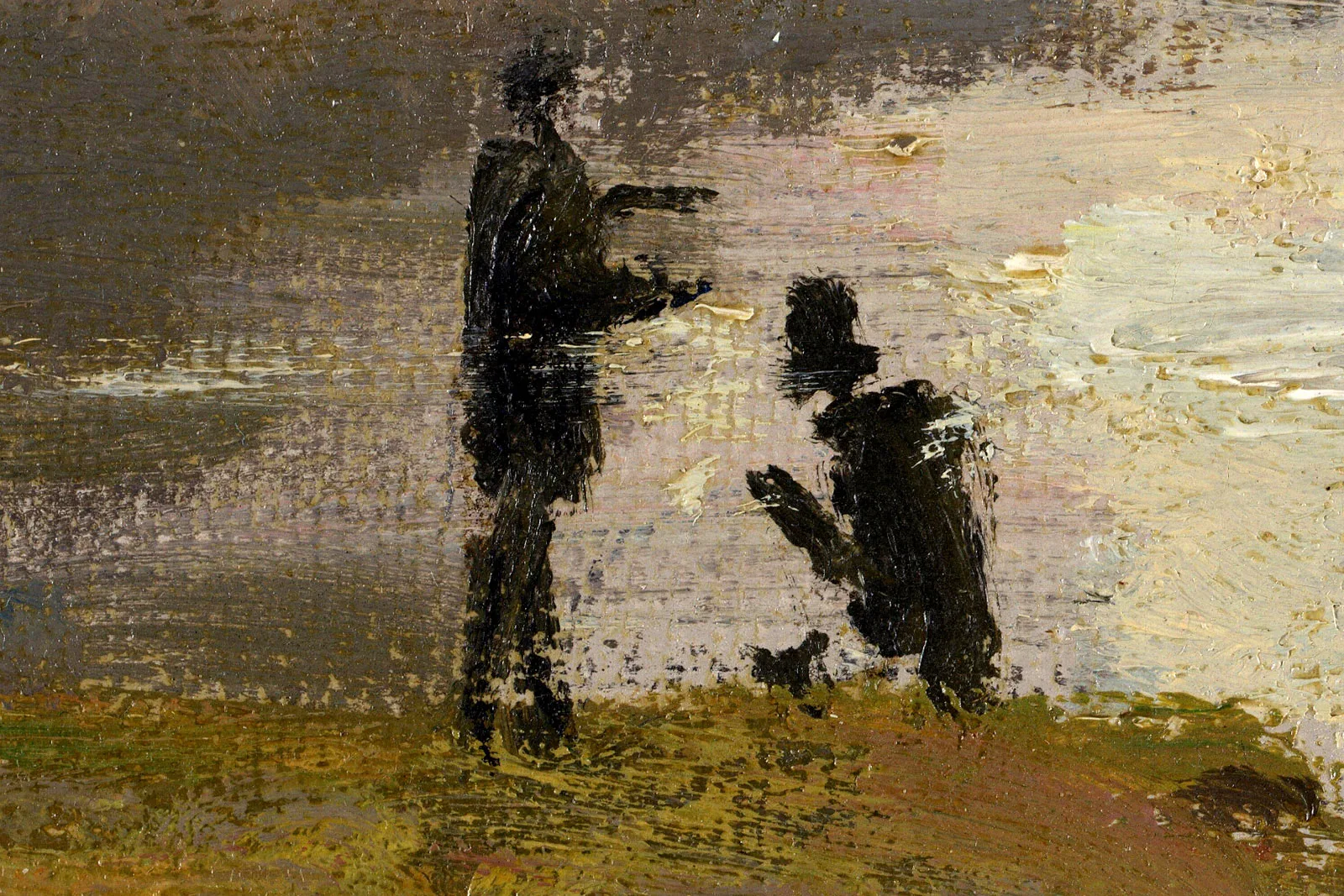 莫奈油画风景《阿让特伊的塞纳河小支流》超高清大图局部 (1)