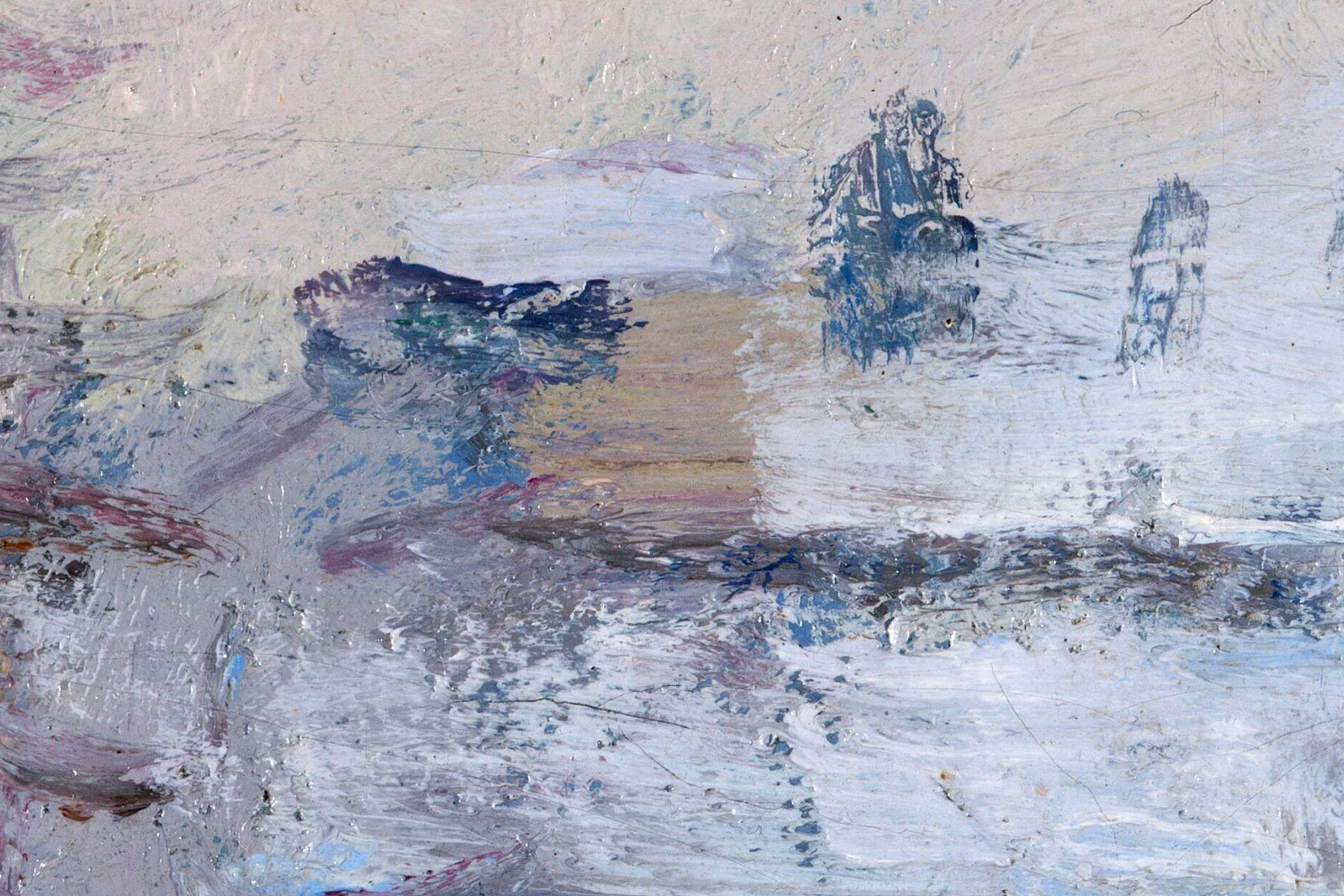 莫奈油画风景《阿让特伊的雪景》超高清大图局部 (10)