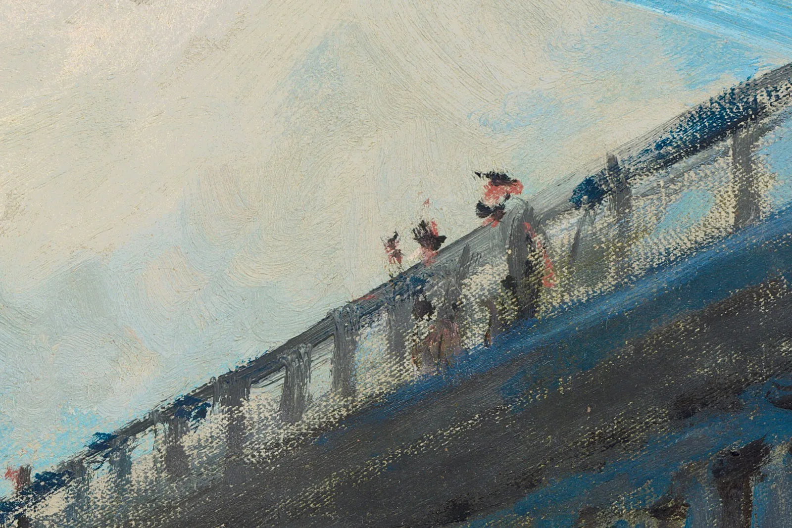 印象派莫奈油画风景《阿让特伊桥》高清局部 (5)