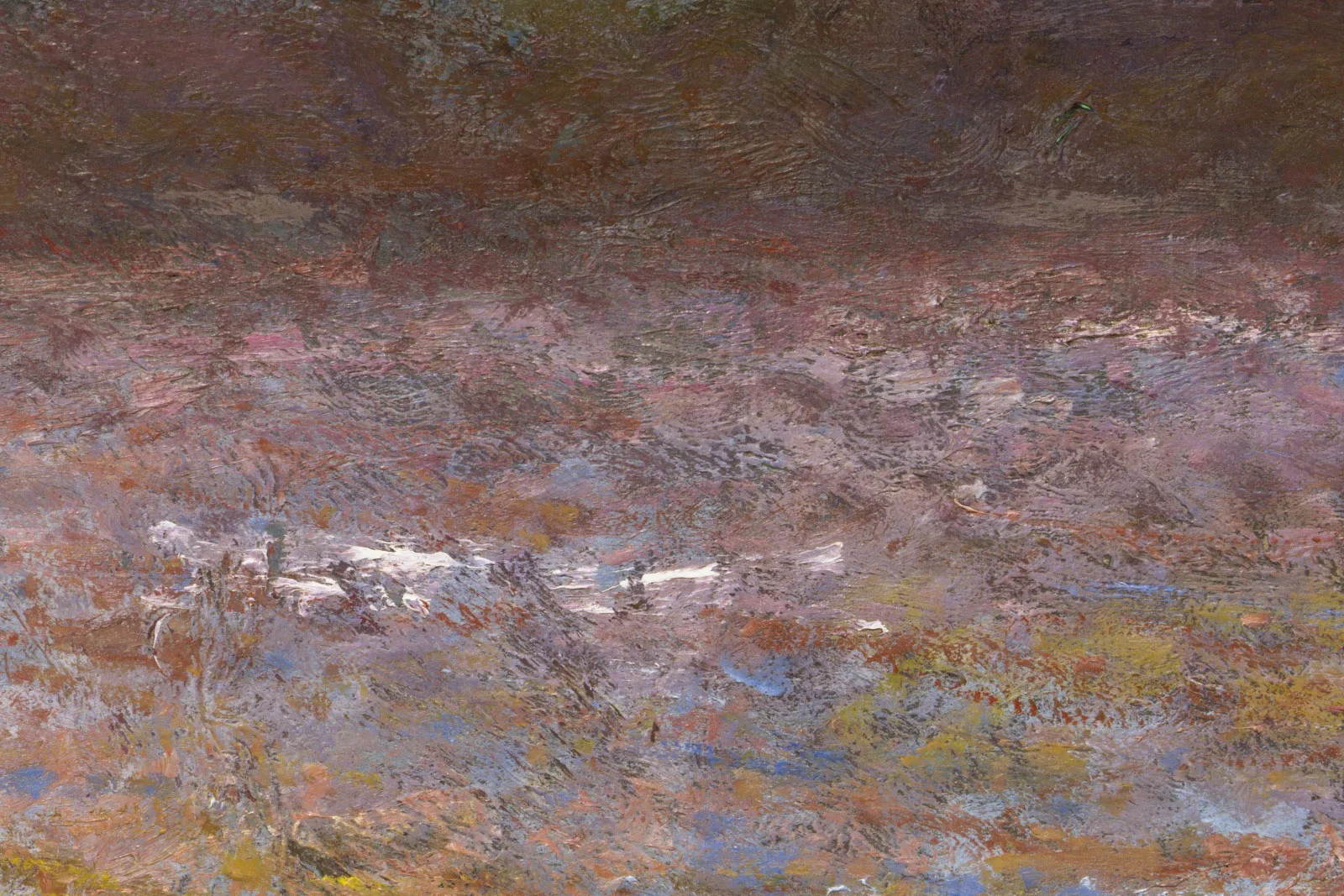 莫奈油画《日落雪融时的干草堆》局部 (2)