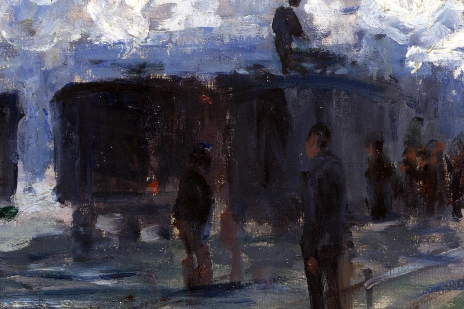 印象派克劳德·莫奈油画《诺曼底列车抵达圣拉扎尔车站》局部 (4)