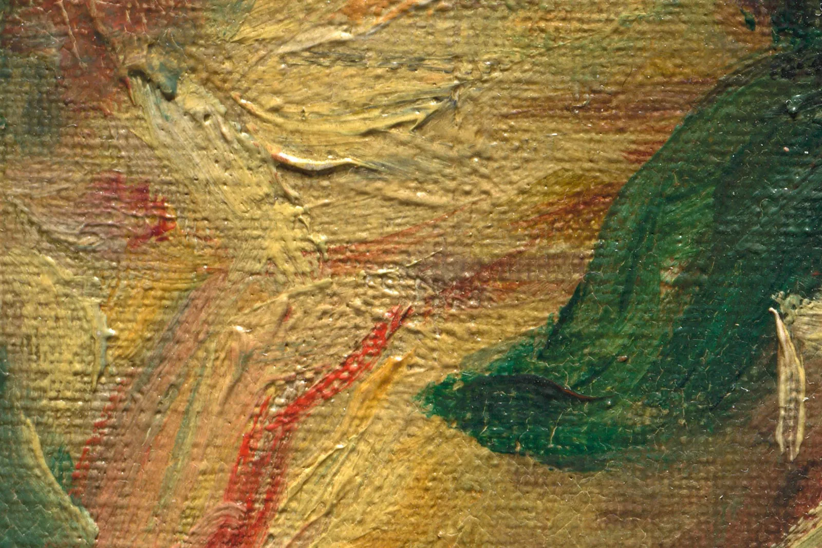 雷诺阿油画静物《花瓶里的玫瑰》高清大图局部 (1)