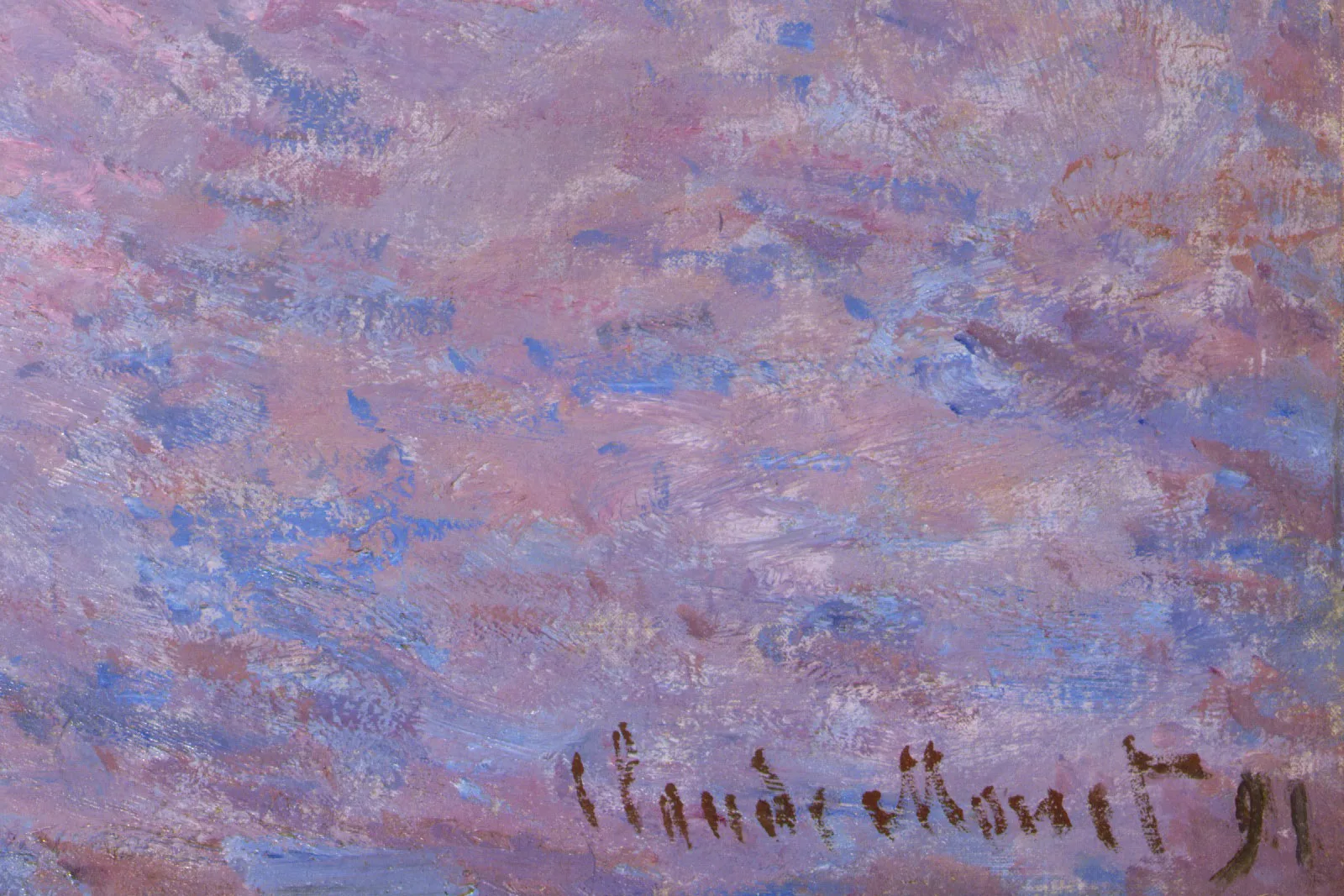 莫奈油画《落日雪霁时的干草堆》局部 (5)