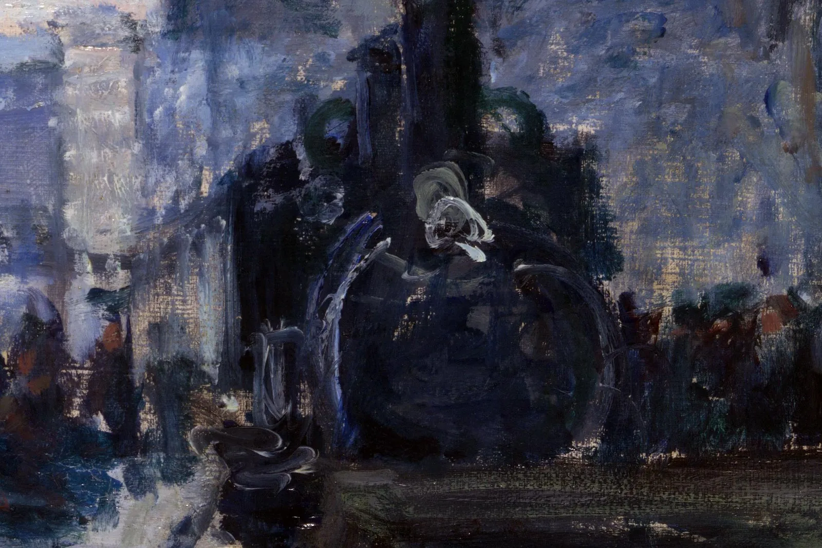 印象派克劳德·莫奈油画《诺曼底列车抵达圣拉扎尔车站》局部 (2)