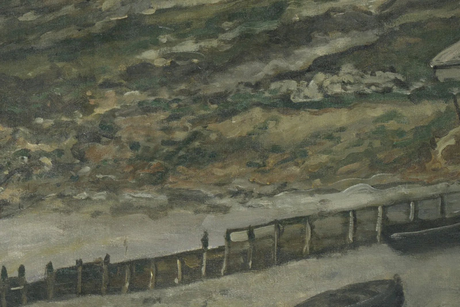 莫奈油画风景《退潮时的拉埃沃角》局部 (4)