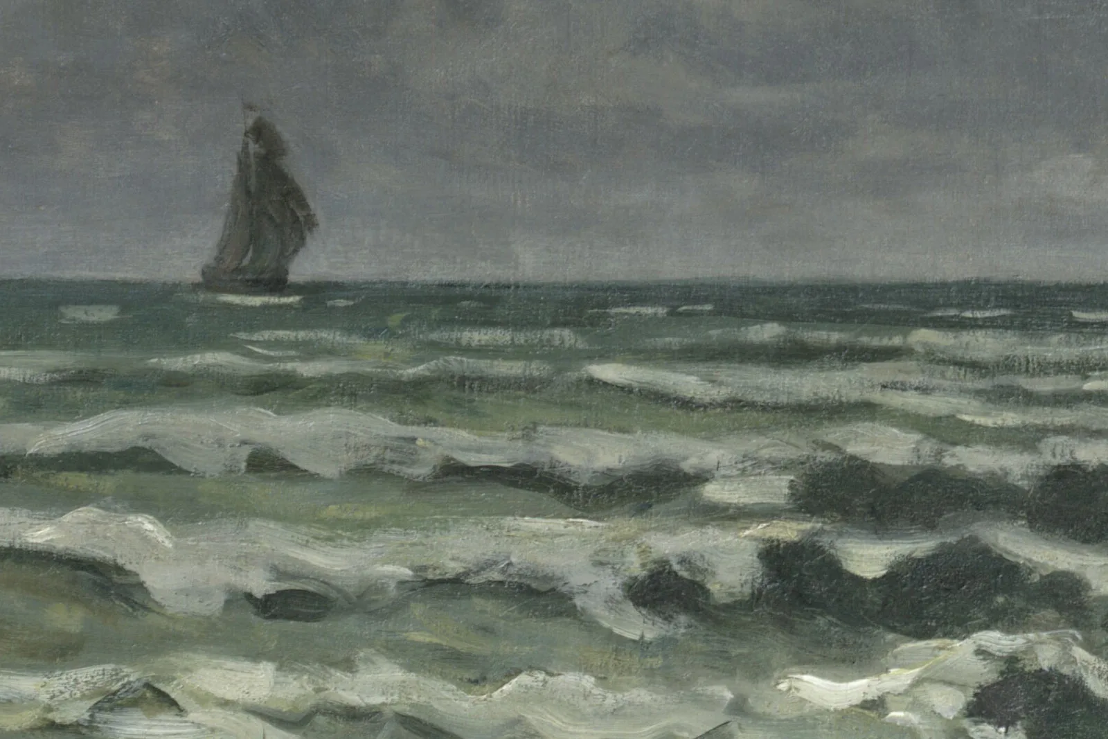 莫奈油画风景《退潮时的拉埃沃角》局部 (5)