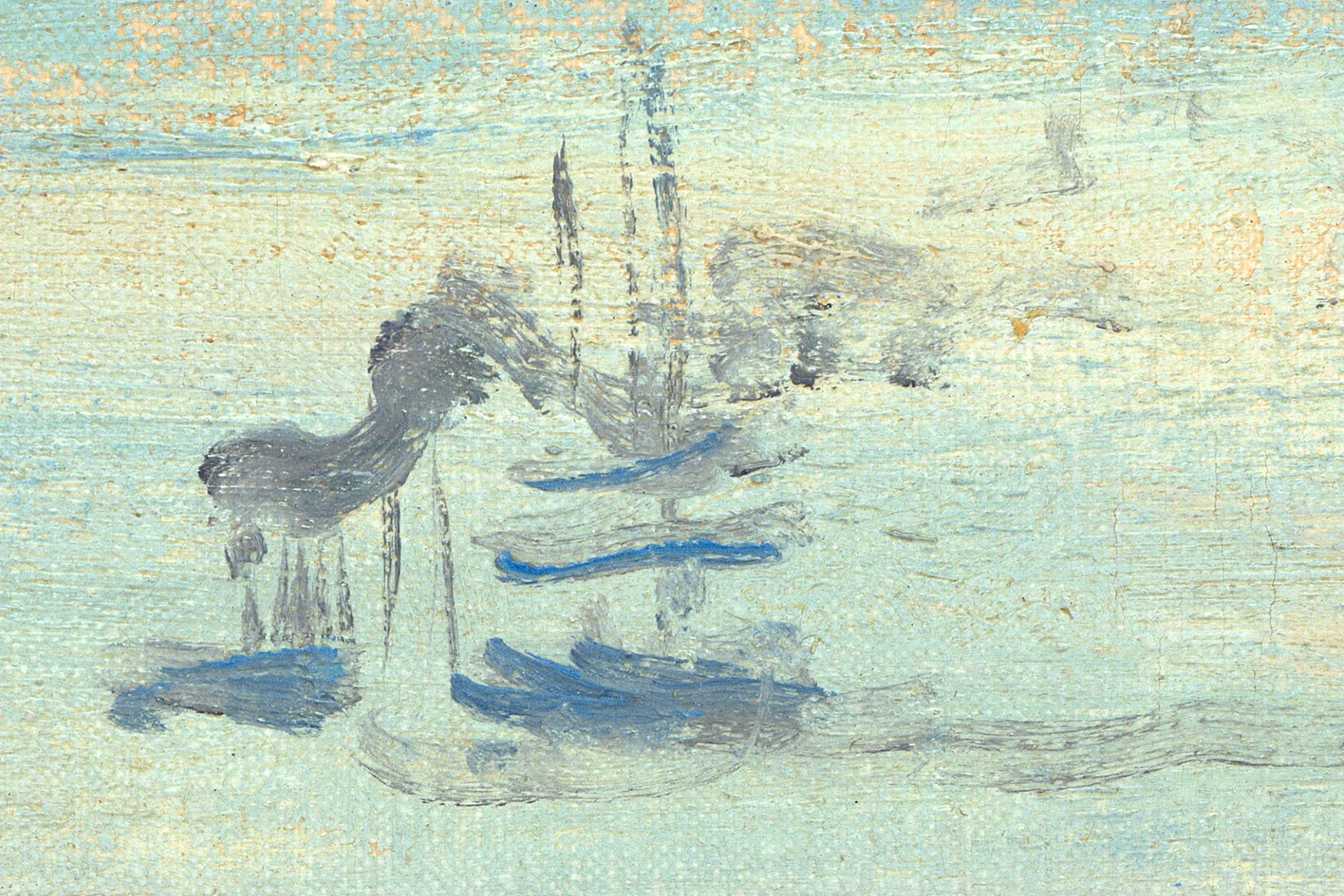 克劳德·莫奈风景画《普维尔悬崖》高清大图局部 (9)