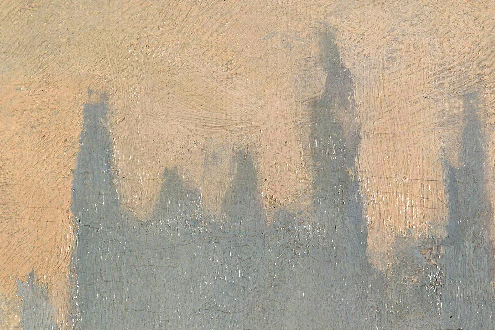 莫奈油画作品《威斯敏斯特下游的泰晤士河》高清大图局部 (1)