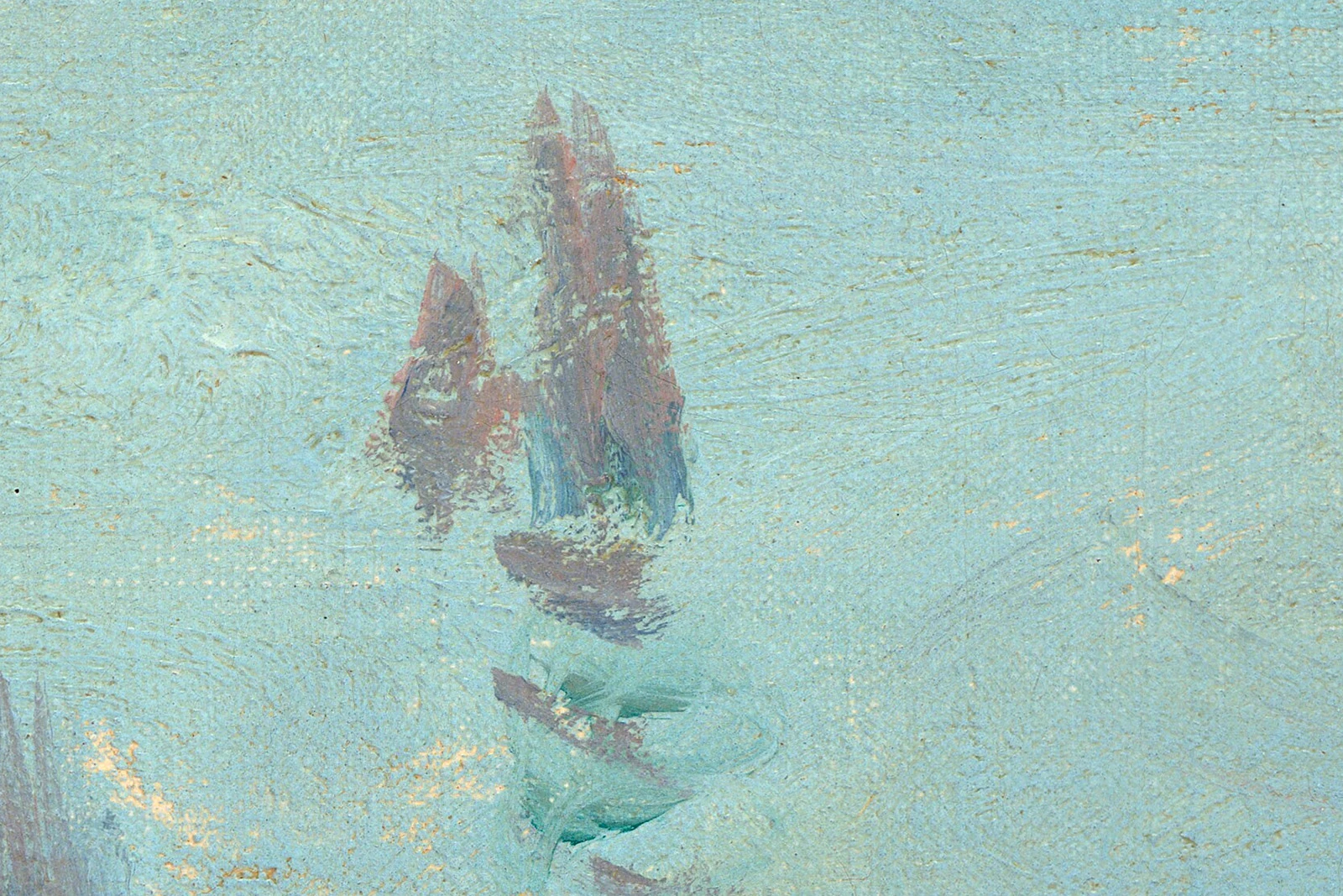 克劳德·莫奈风景画《普维尔悬崖》高清大图局部 (12)