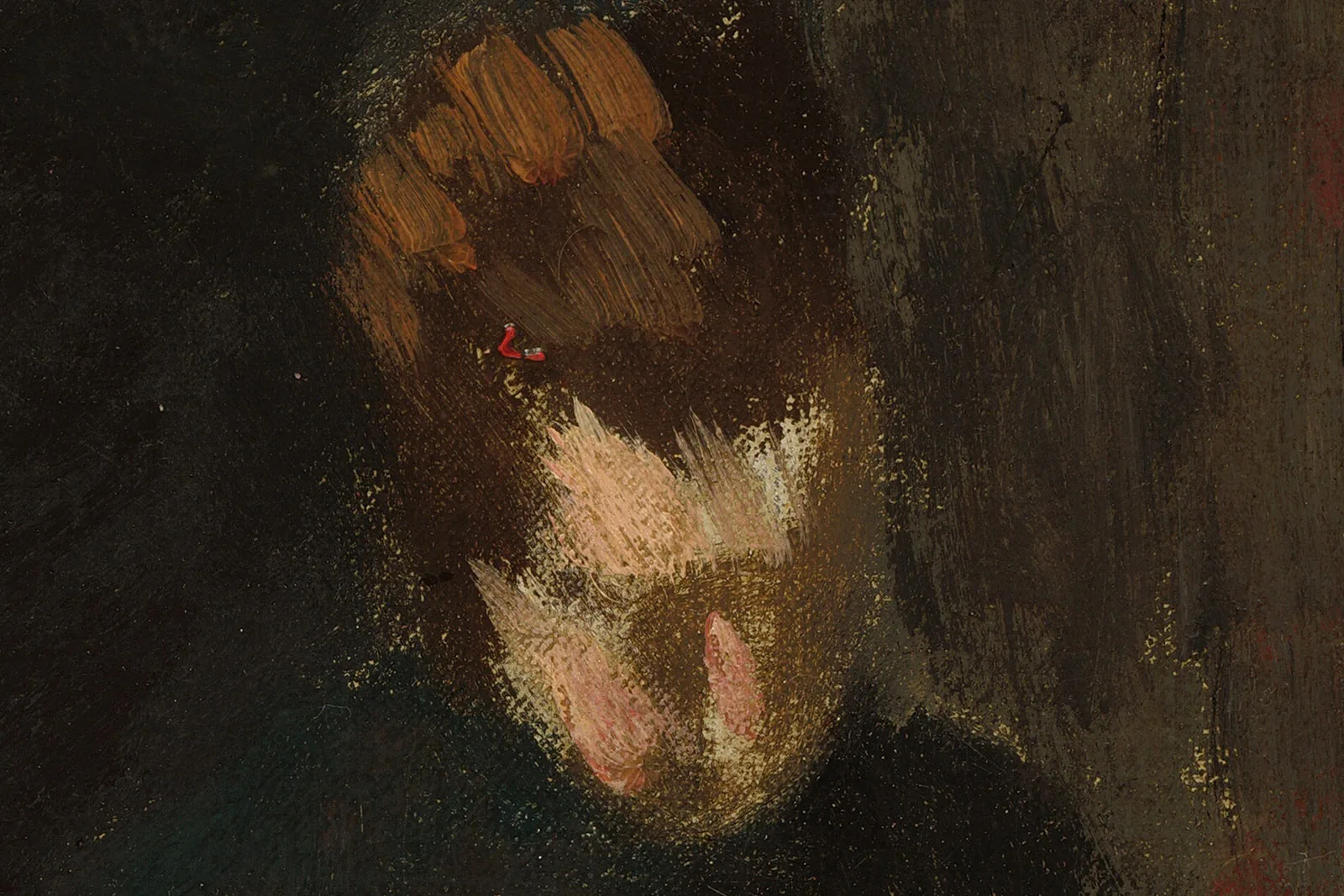 莫奈油画作品《晚餐后的室内》查高清大图局部 (1)