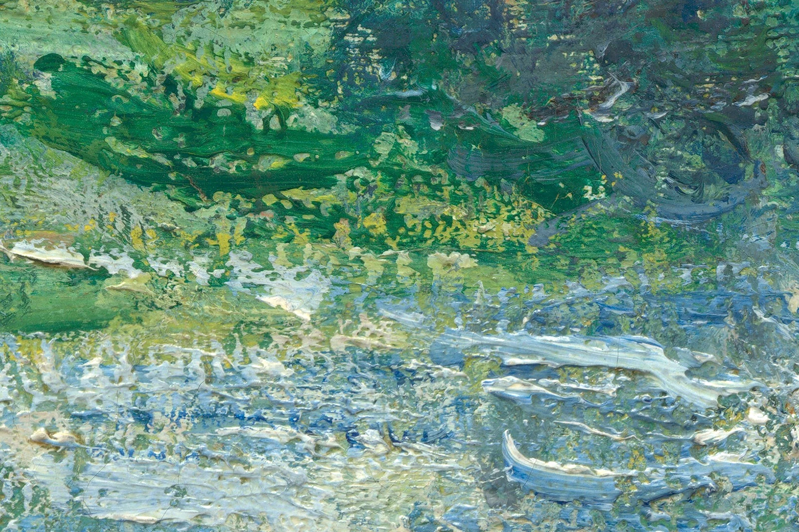 印象派莫奈风景画《塞纳河畔,维特伊》高清大图局部 (7)