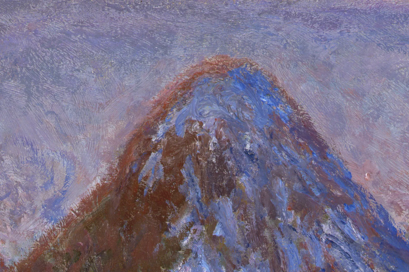 莫奈油画《落日雪霁时的干草堆》局部 (1)