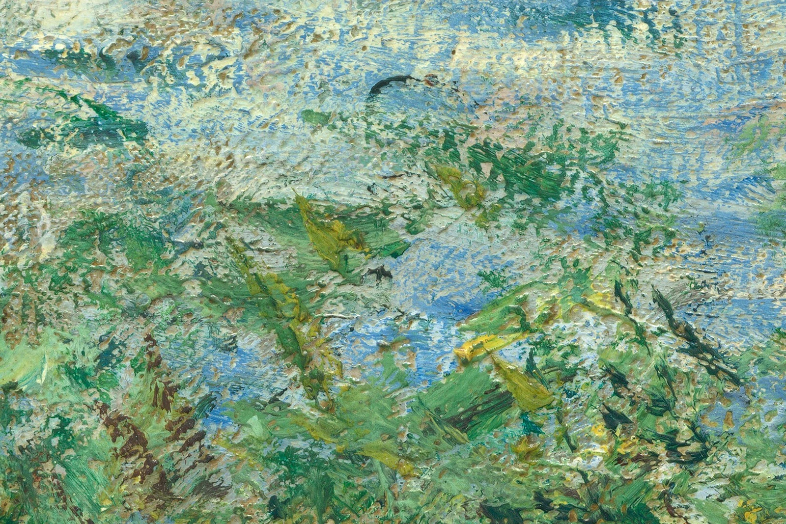 印象派莫奈风景画《塞纳河畔,维特伊》高清大图局部 (6)