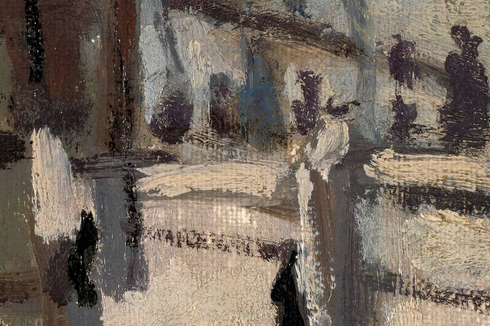 莫奈油画作品《威斯敏斯特下游的泰晤士河》高清大图局部 (7)