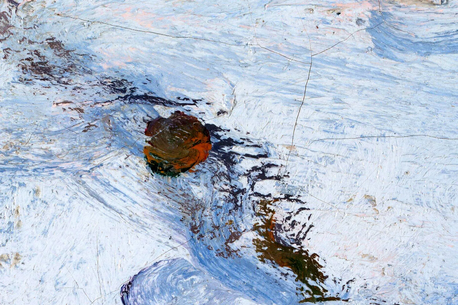 莫奈油画风景《阿让特伊的雪景》超高清大图局部 (3)