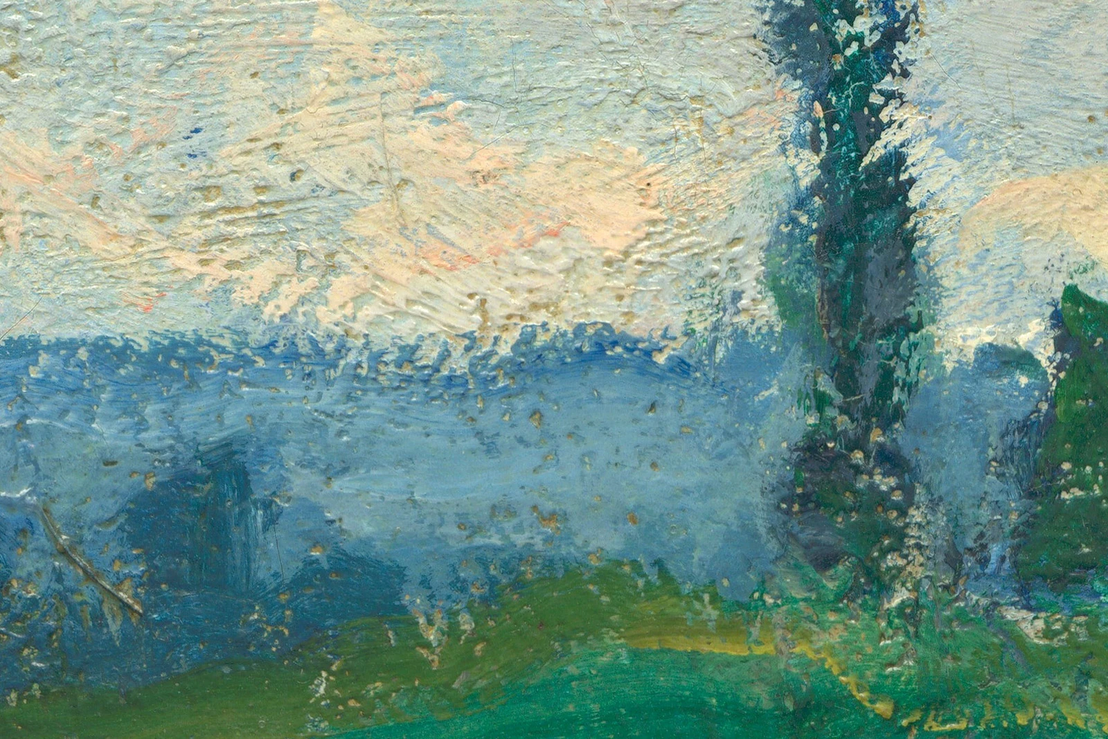 印象派莫奈风景画《塞纳河畔,维特伊》高清大图局部 (11)