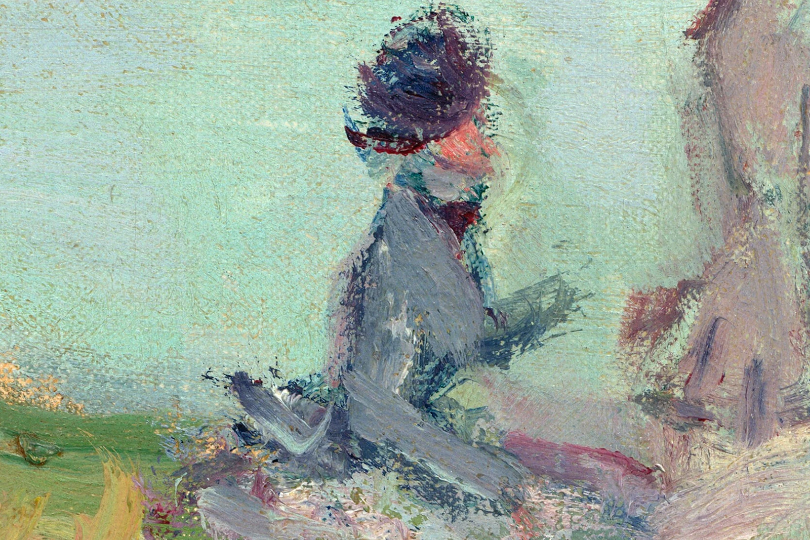 克劳德·莫奈风景画《普维尔悬崖》高清大图局部 (1)