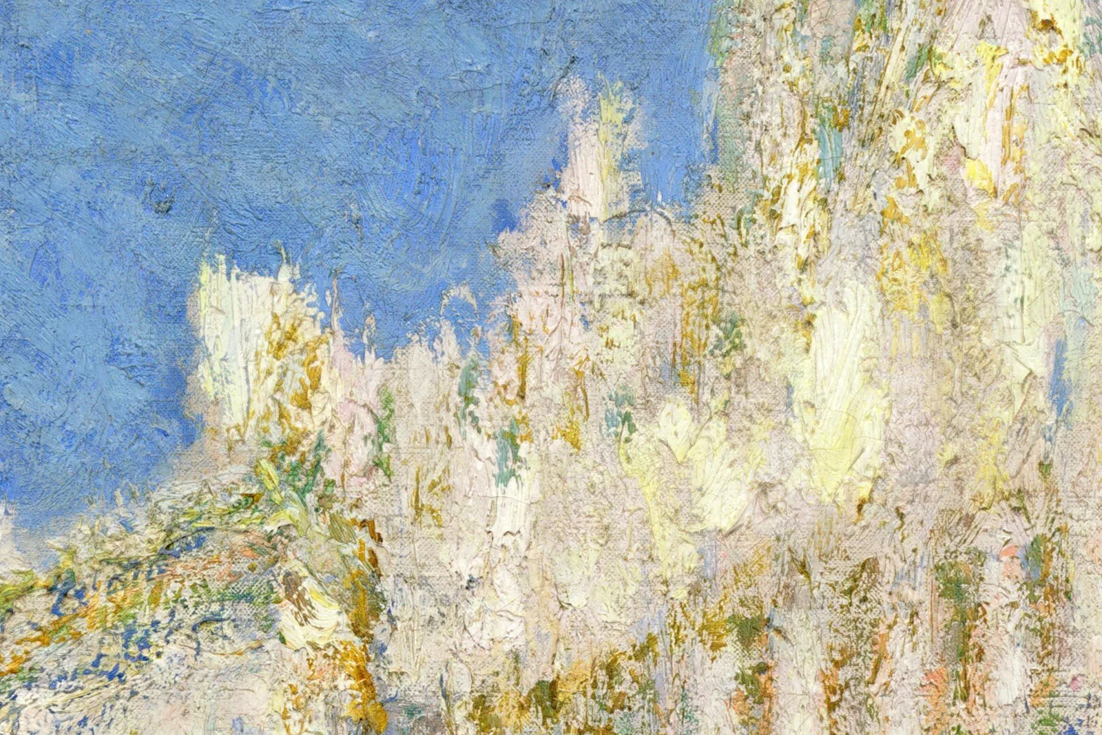 印象派莫奈作品《阳光下的鲁昂大教堂西立面》局部 (1)