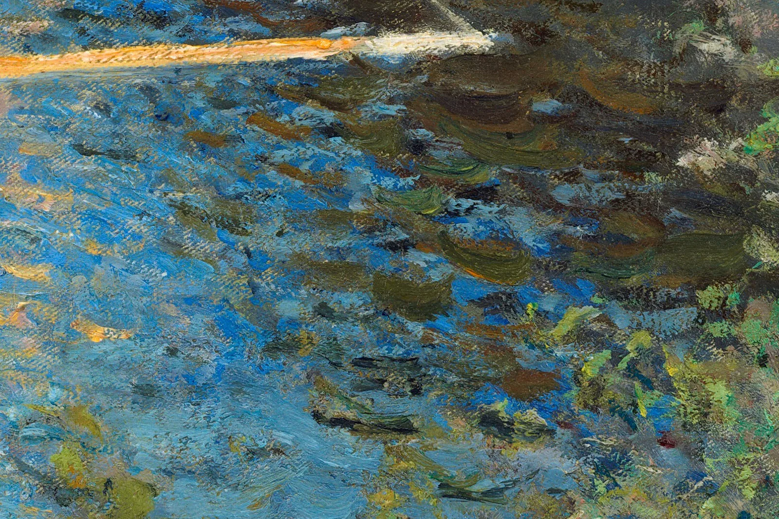 印象派莫奈油画风景《阿让特伊桥》高清局部 (4)