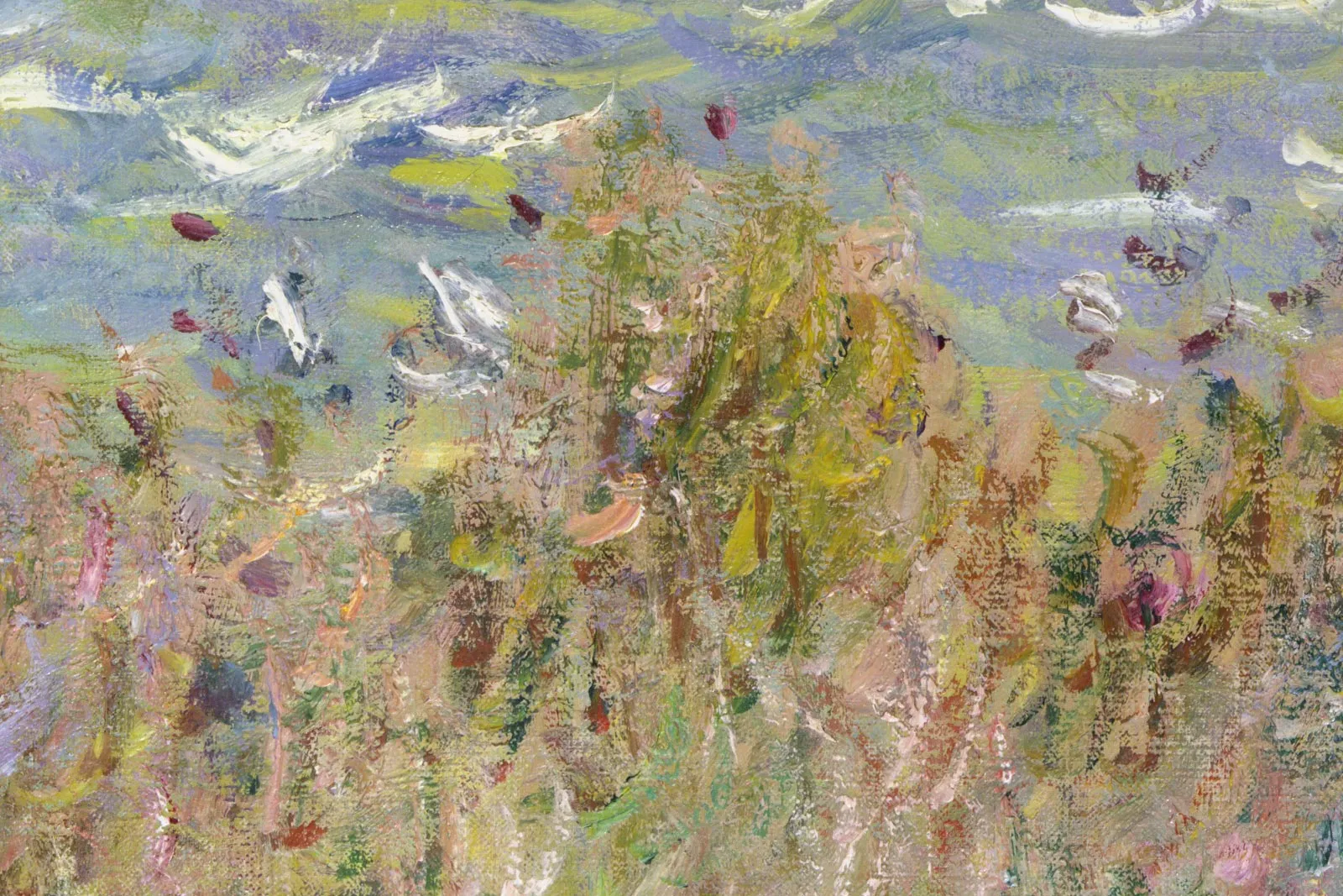 印象派莫奈油画风景《普维尔悬崖漫步》高清局部 (3)