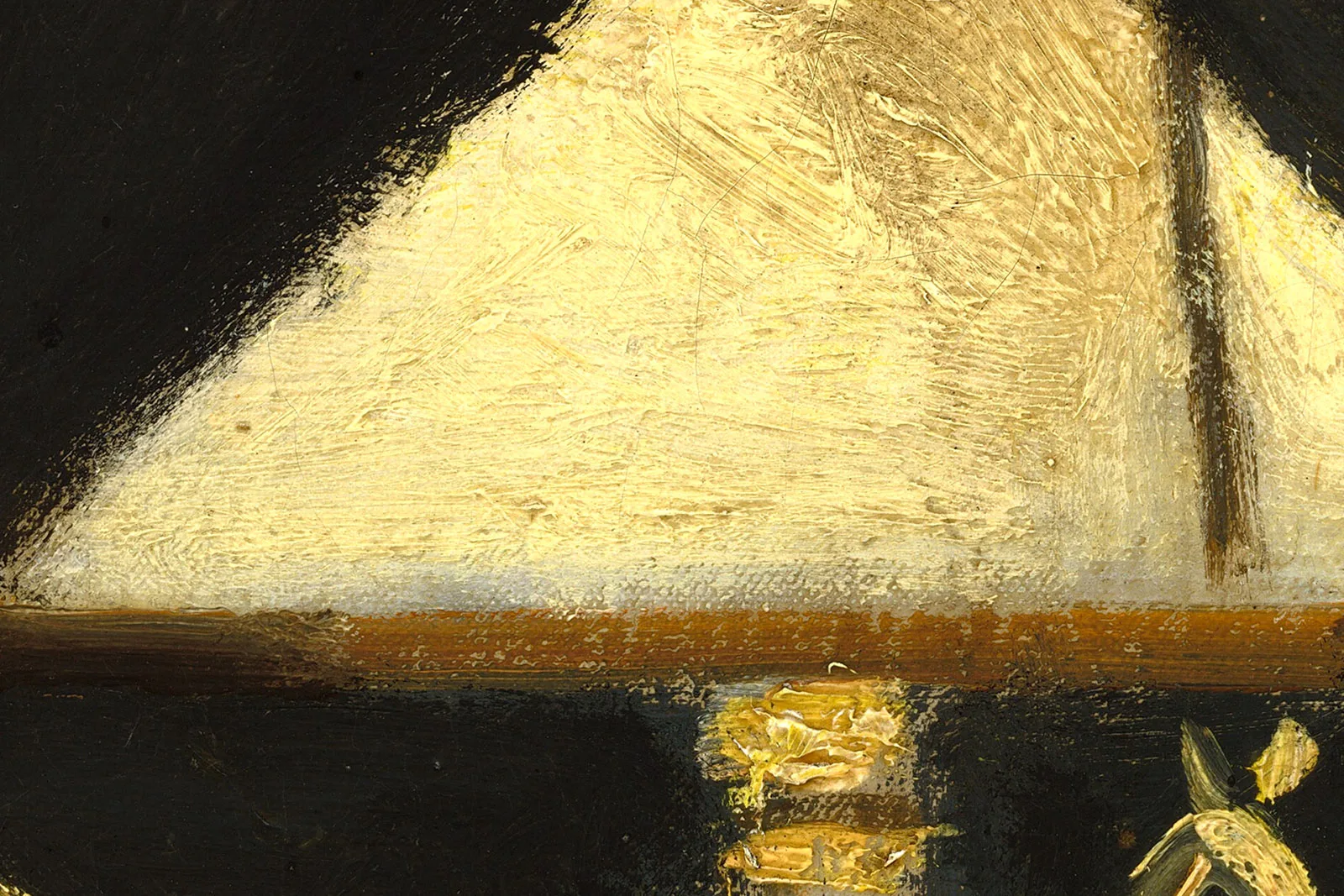 莫奈油画作品《晚餐后的室内》查高清大图局部 (7)