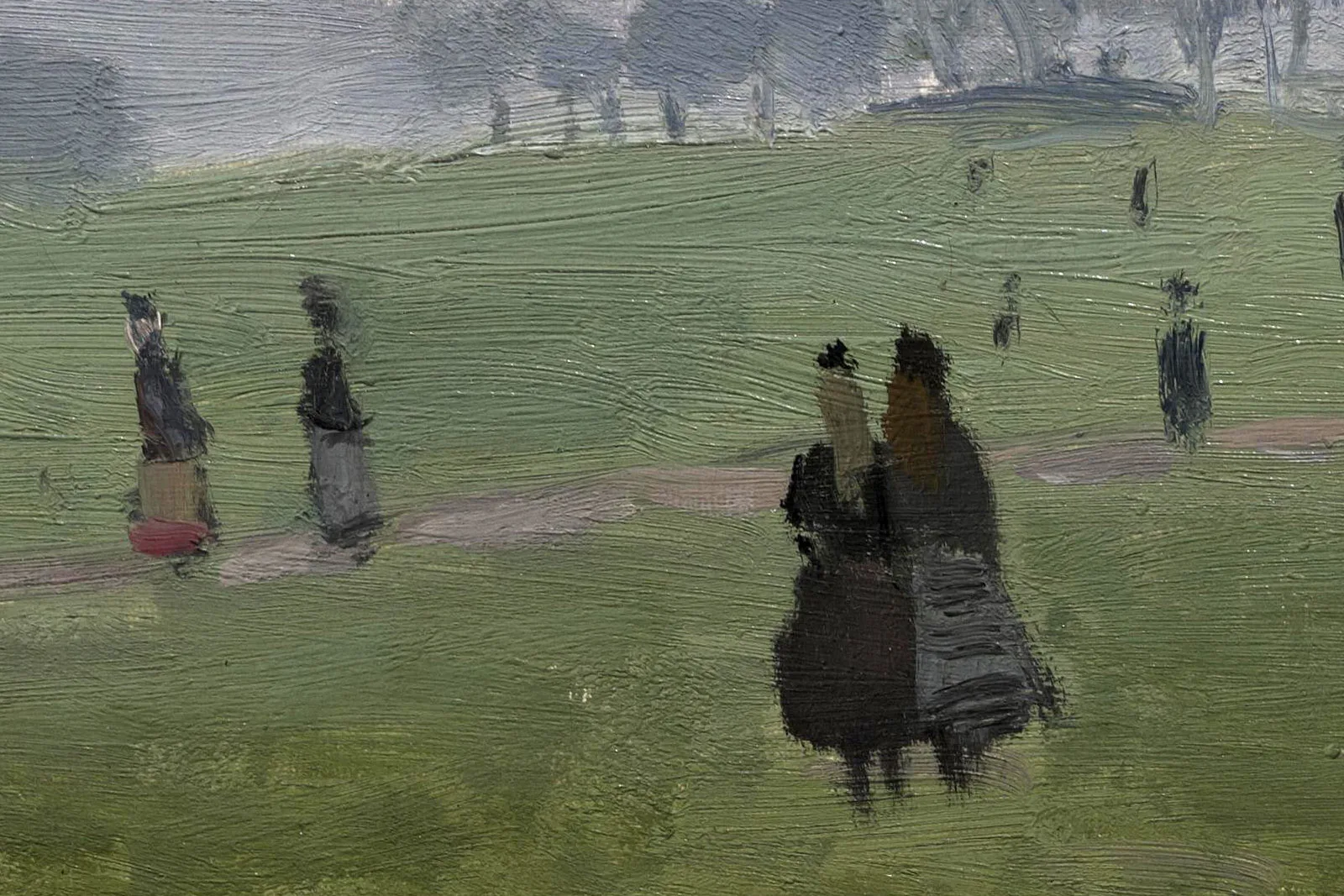 克劳德·莫奈油画风景《伦敦格林公园》局部 (1)