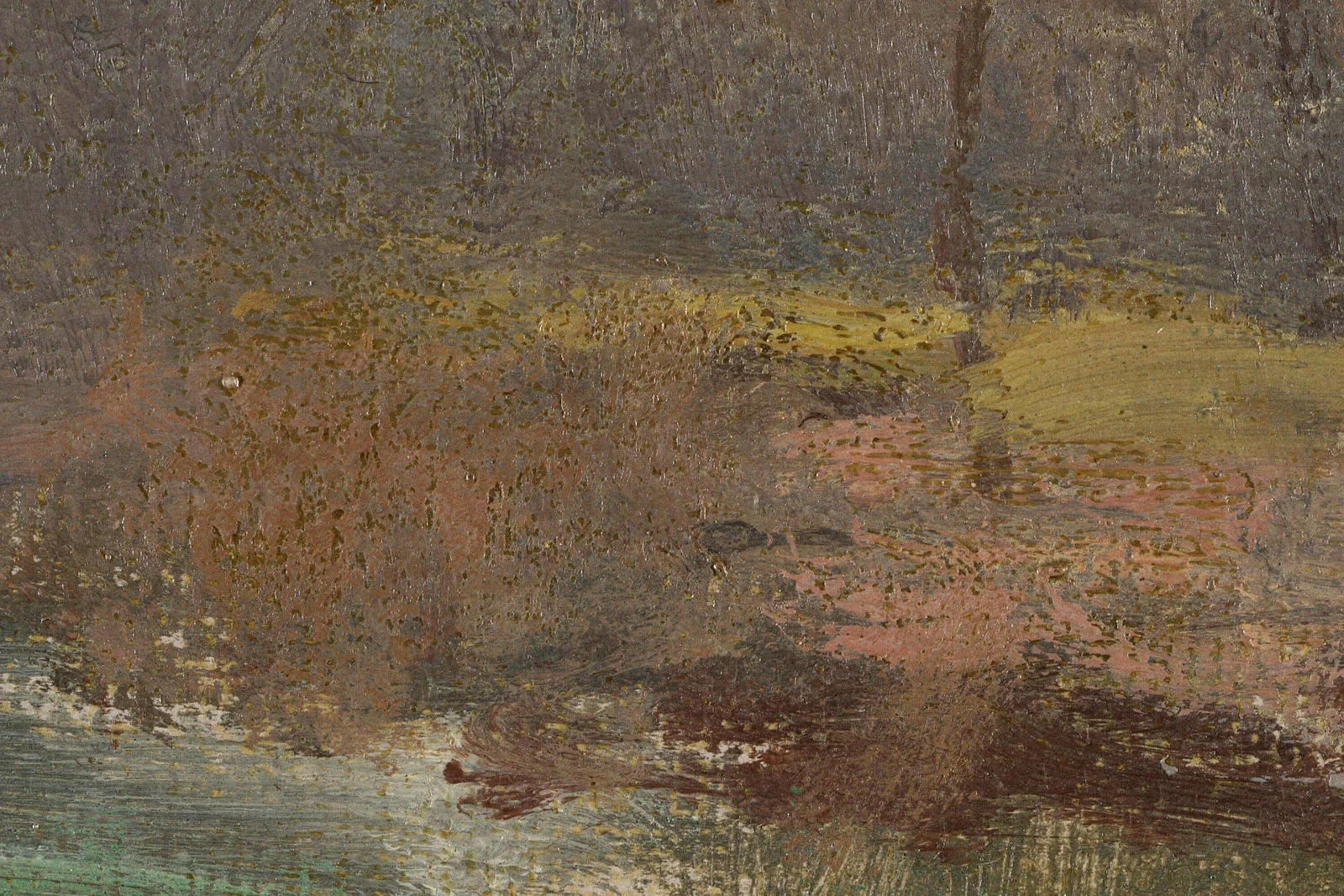 莫奈油画风景《阿让特伊的塞纳河小支流》超高清大图局部 (5)