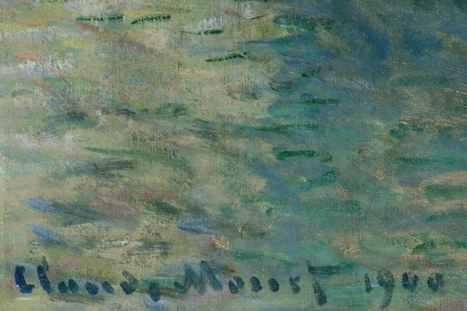 印象派莫奈油画《滑铁卢桥,阴霾天色》局部 (5)