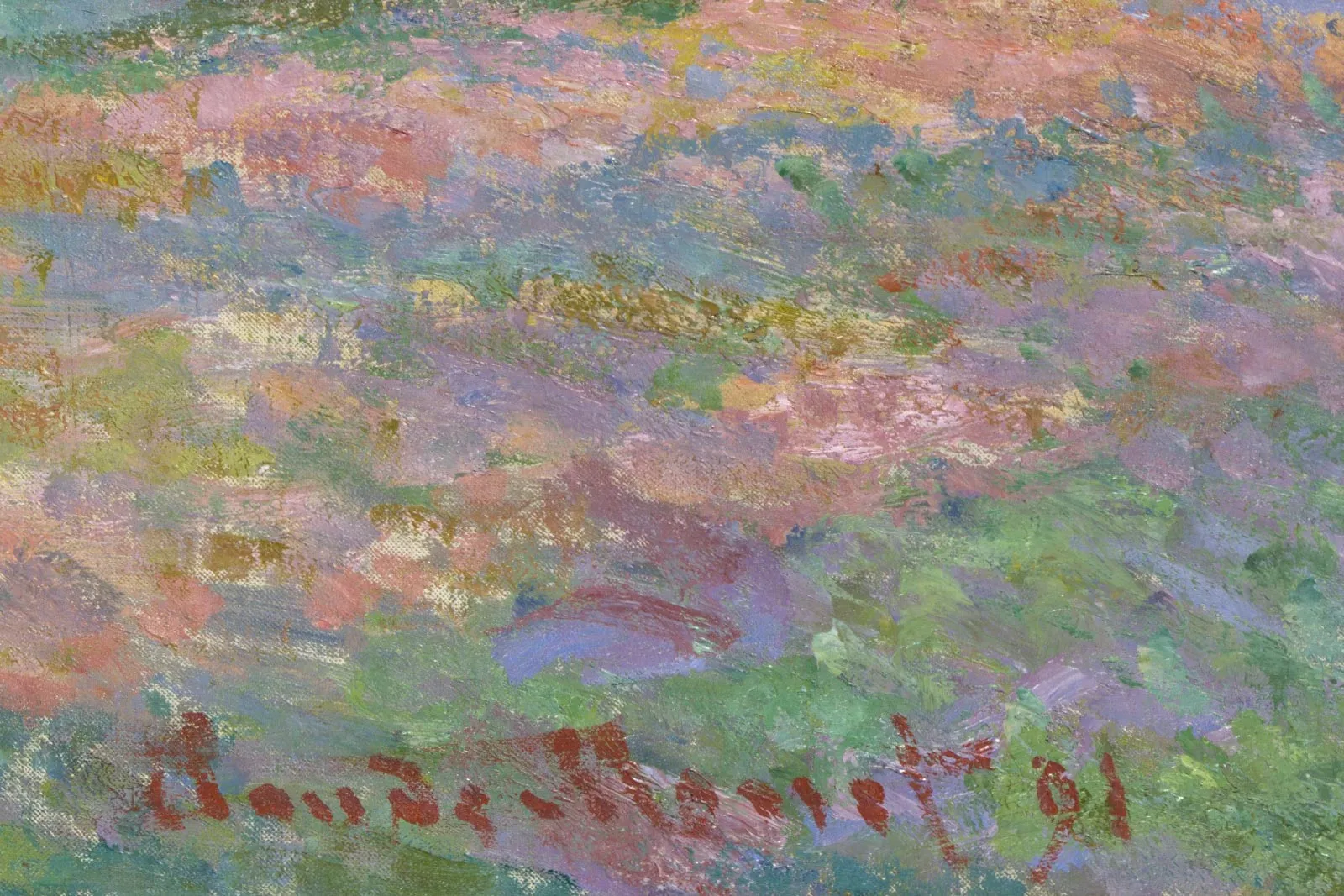 印象派莫奈油画风景《干草堆(夏末)》高清局部 (4)