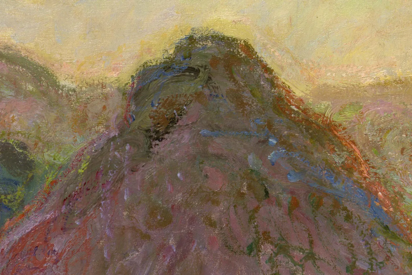 印象派莫奈油画风景《干草堆(夏末)》高清局部 (2)