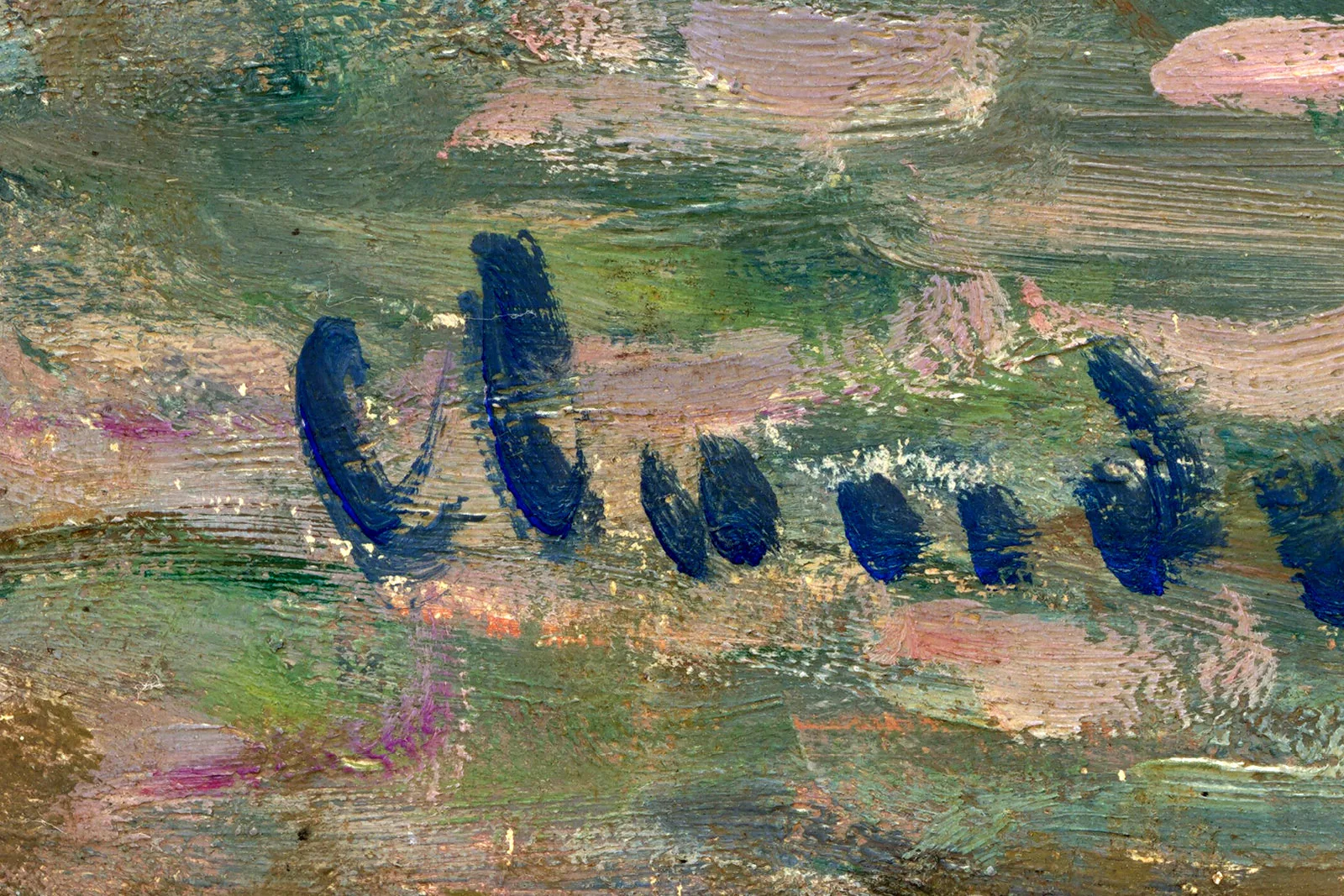 印象派克劳德·莫奈作品《滑铁卢桥,灰蒙蒙的一天》超高清大图局部 (11)