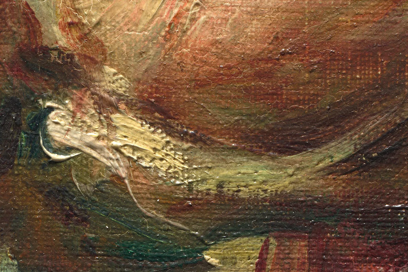 雷诺阿油画静物《花瓶里的玫瑰》高清大图局部 (6)