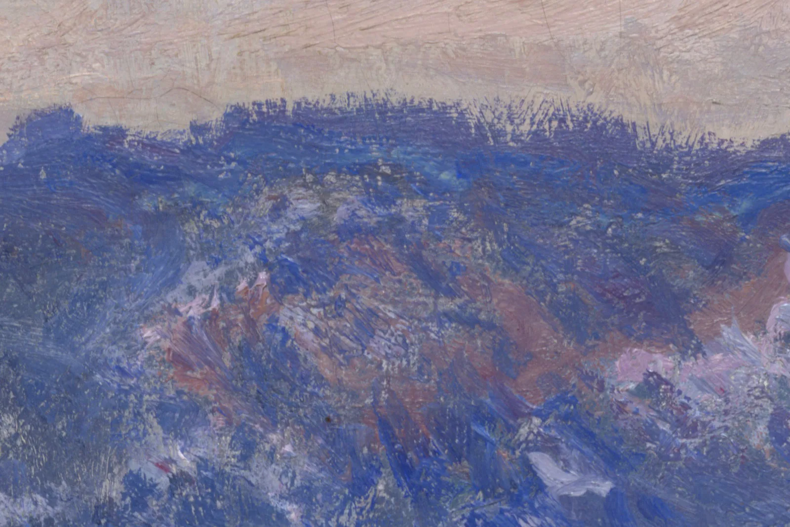 莫奈油画《阴天雪景的干草堆》局部 (4)