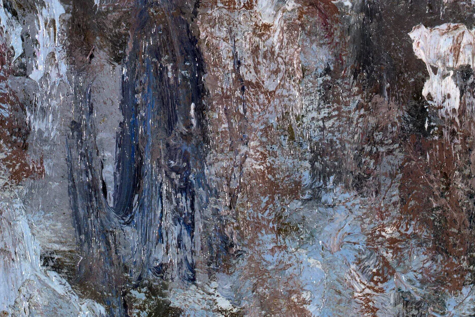 莫奈油画风景《阿让特伊的雪景》超高清大图局部 (7)