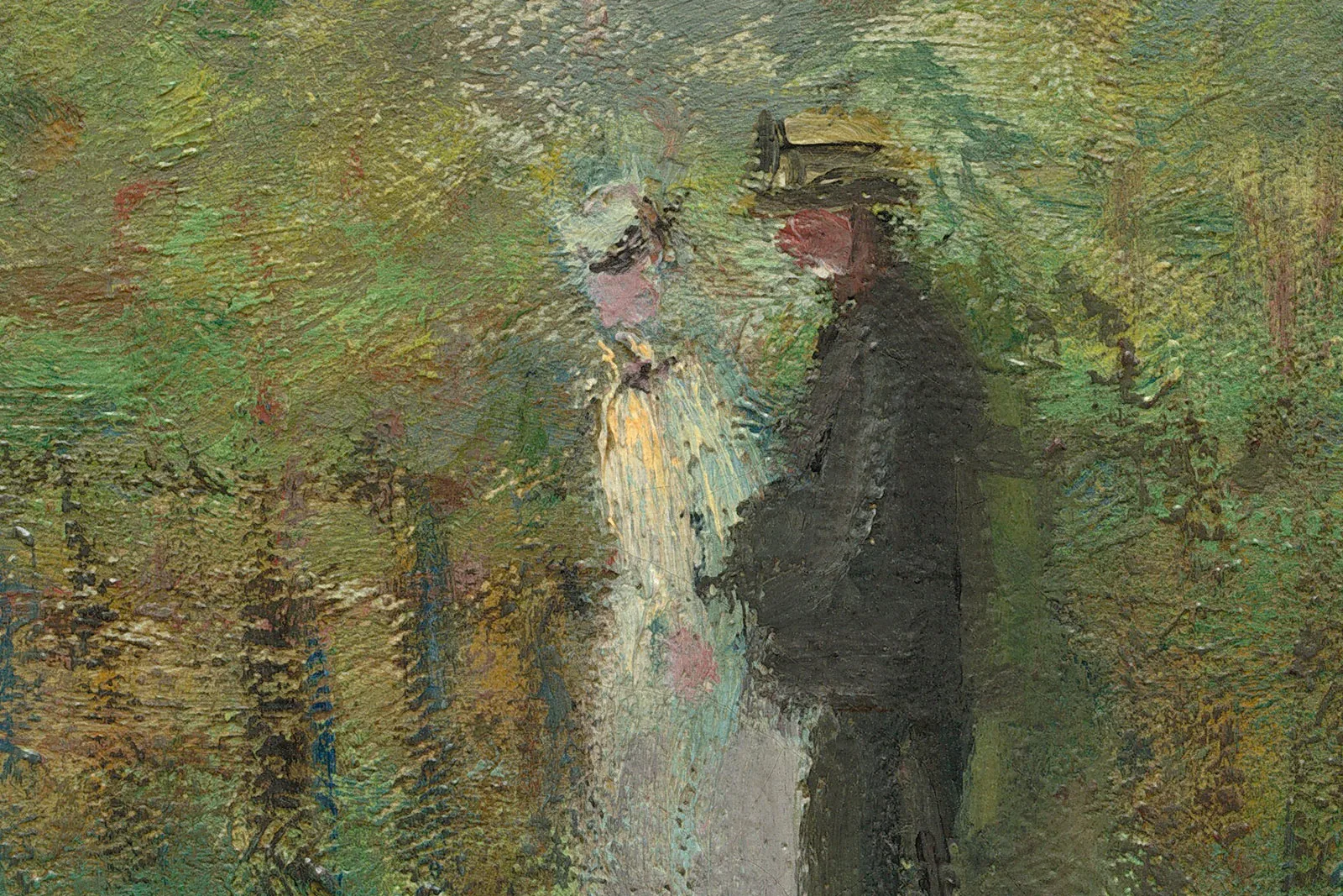 莫奈油画作品《阿让特伊的艺术家花园》高清大图局部 (1)