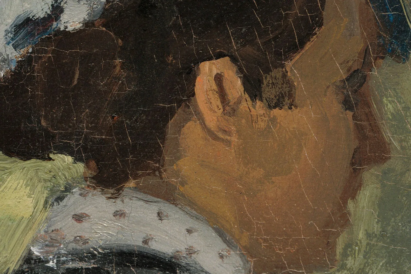 克劳德·莫奈油画人物《巴齐耶与卡米尔》高清大图局部 (1)