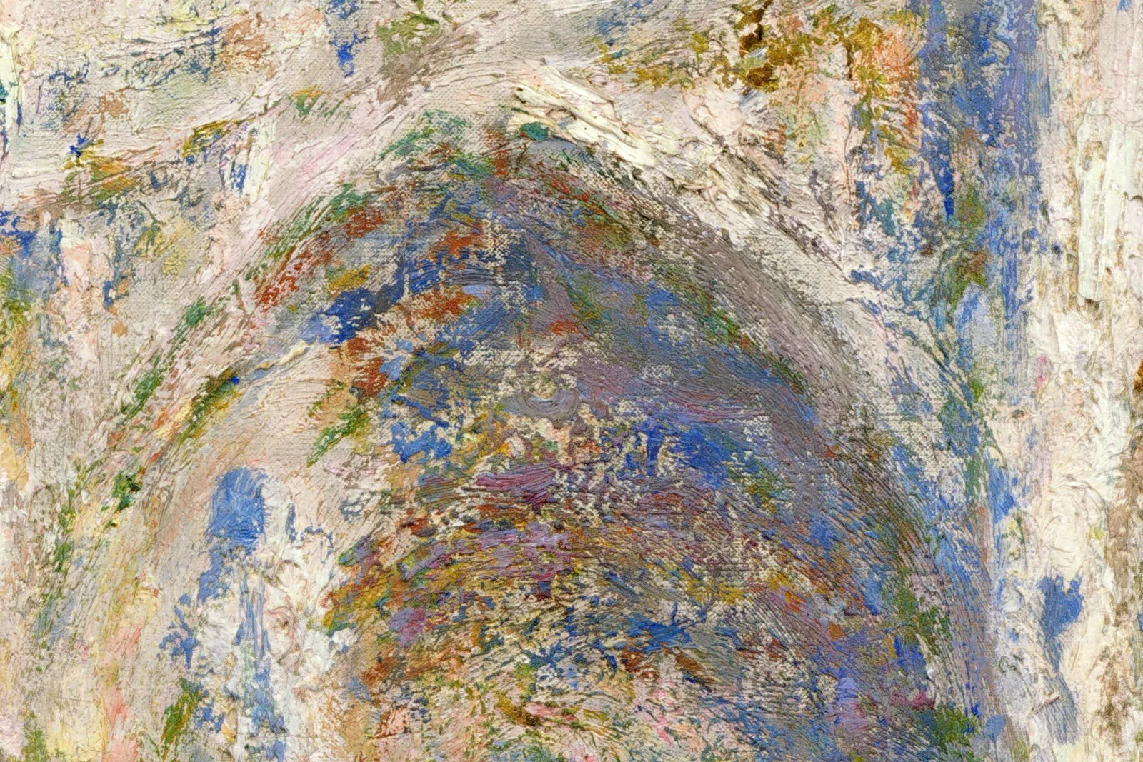 印象派莫奈作品《阳光下的鲁昂大教堂西立面》局部 (2)