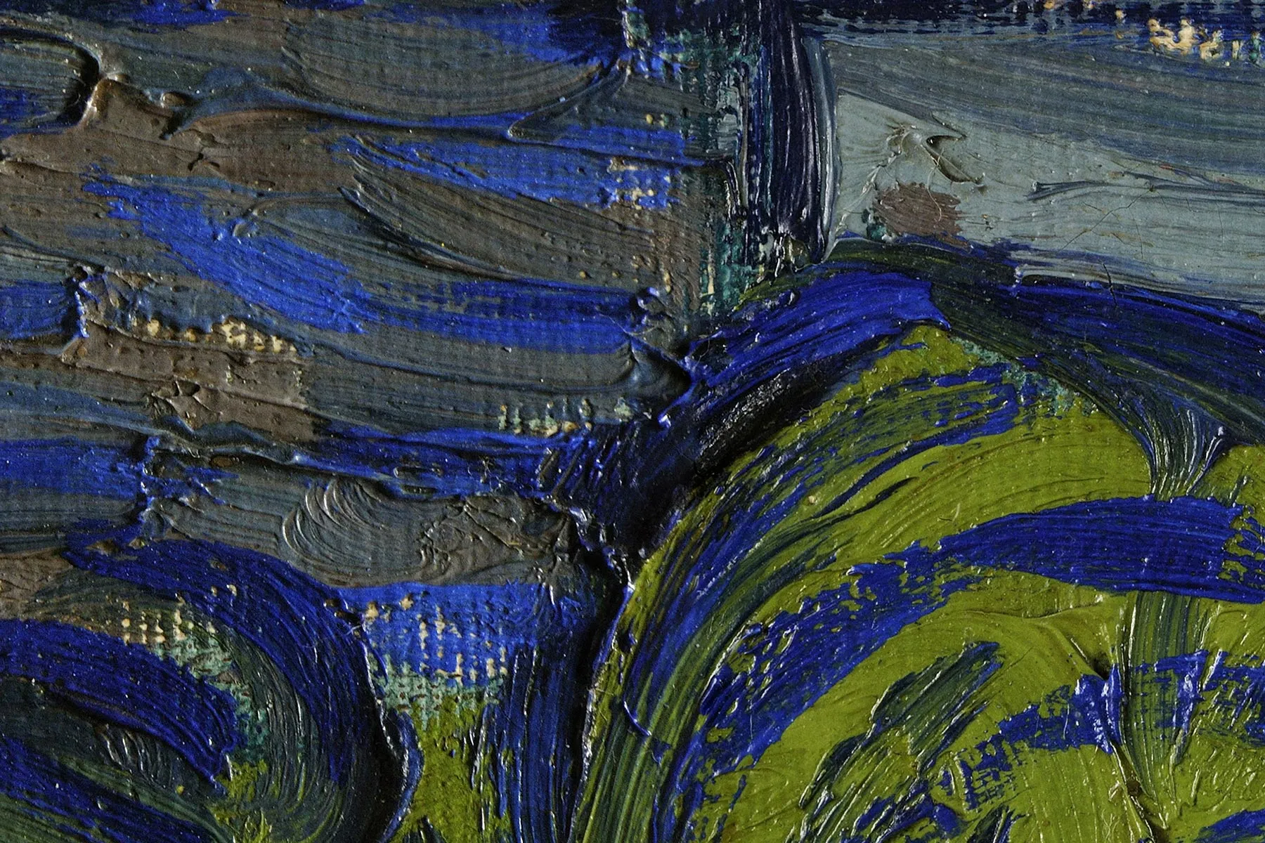梵高油画《星月夜》超高清大图局部细节 (10)