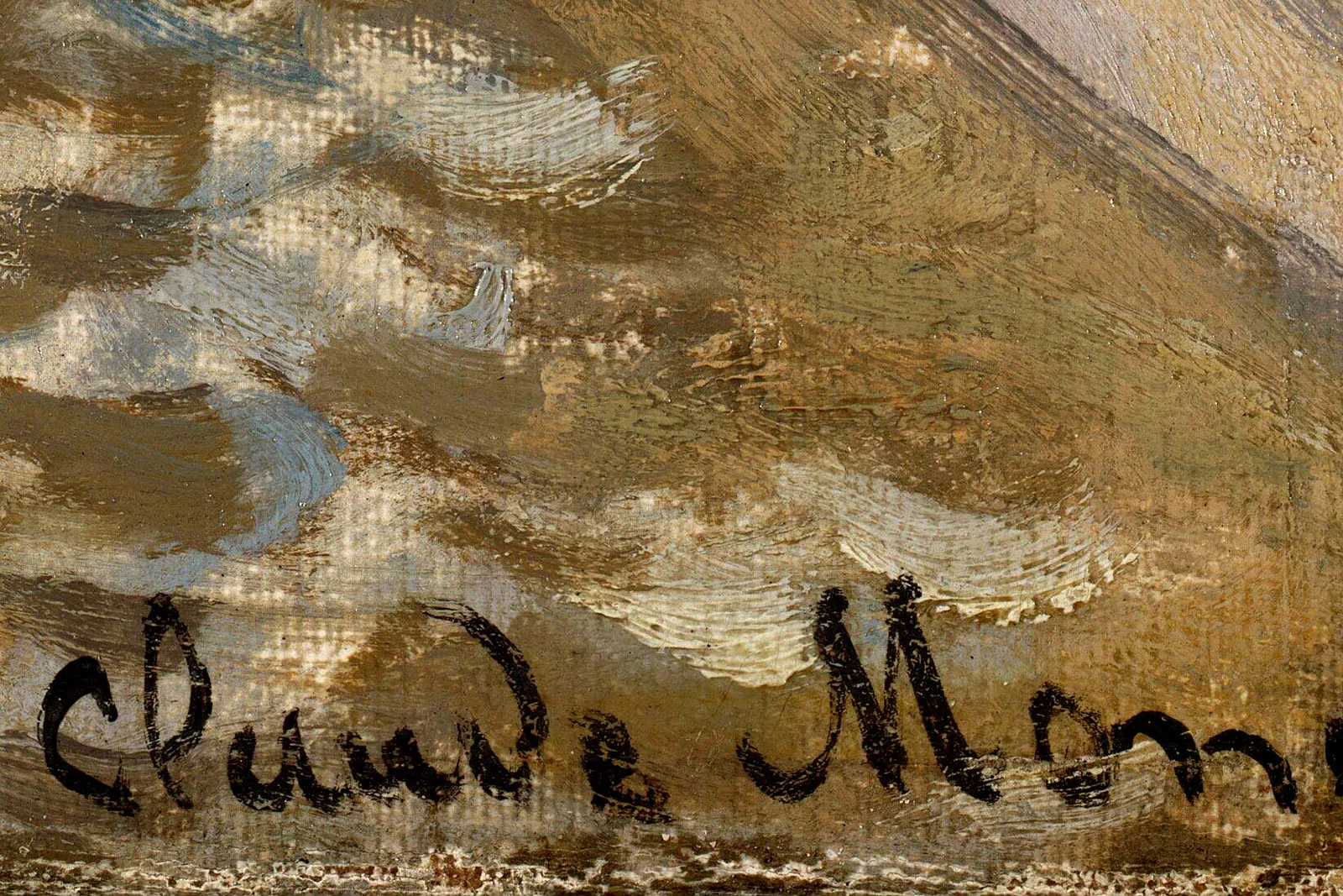 莫奈油画作品《威斯敏斯特下游的泰晤士河》高清大图局部 (8)