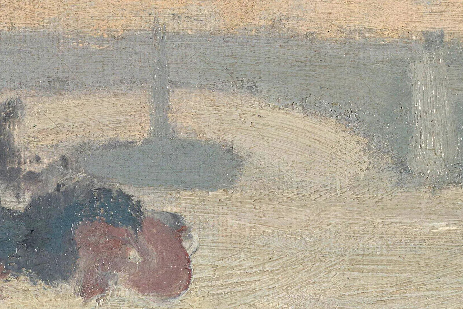 莫奈油画作品《威斯敏斯特下游的泰晤士河》高清大图局部 (4)