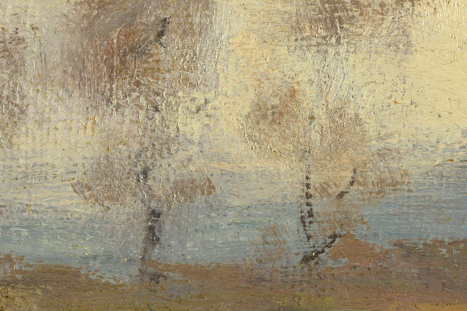 莫奈油画风景《阿让特伊的塞纳河小支流》超高清大图局部 (2)