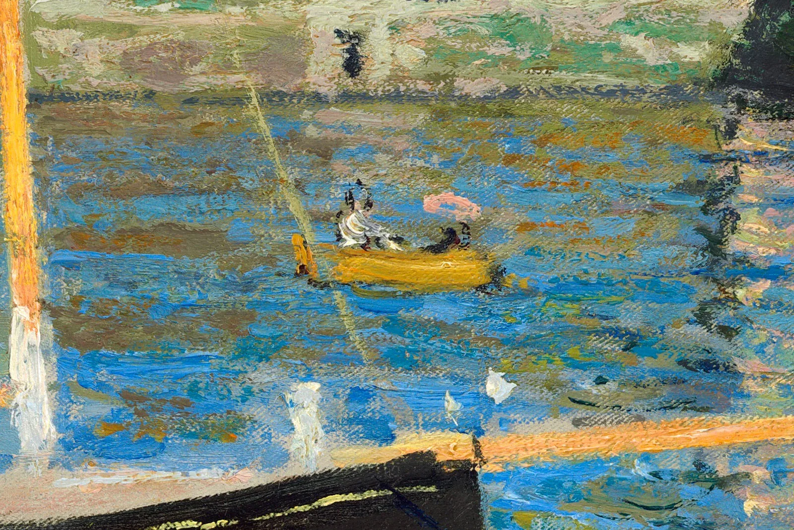 印象派莫奈油画风景《阿让特伊桥》高清局部 (3)