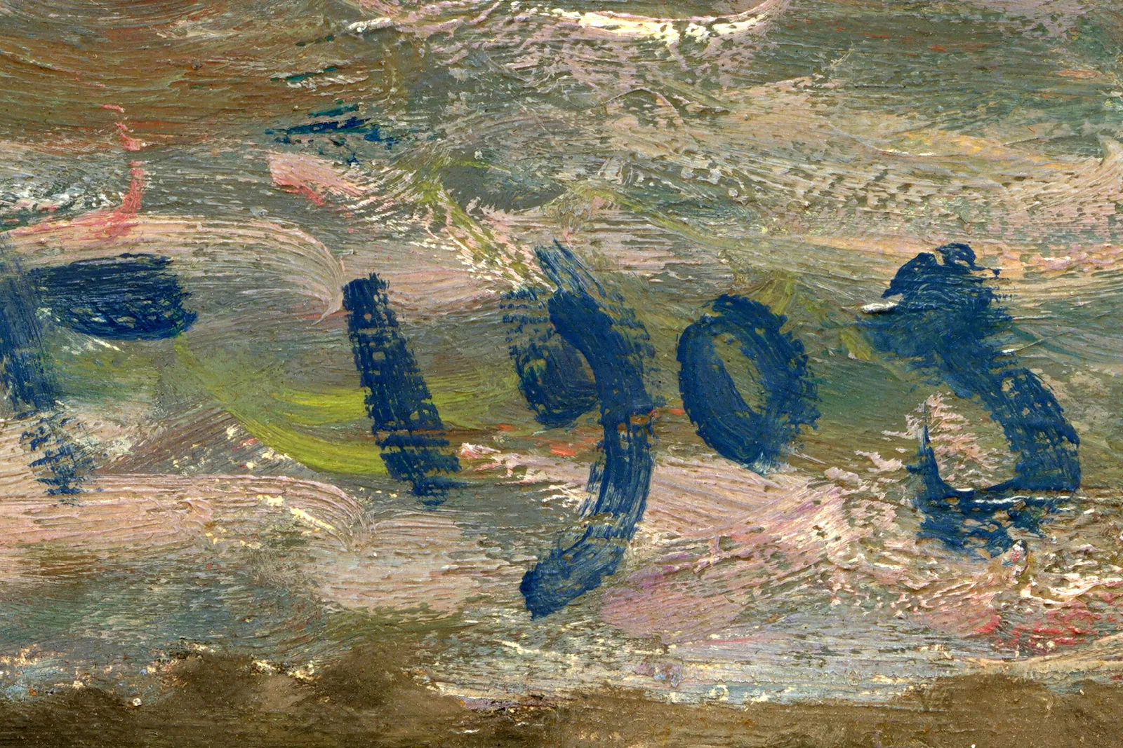 印象派克劳德·莫奈作品《滑铁卢桥,灰蒙蒙的一天》超高清大图局部 (9)