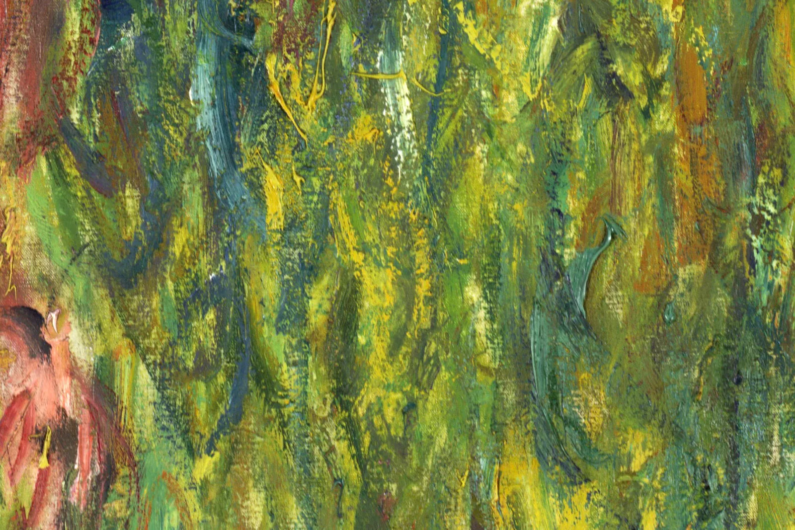 印象派莫奈油画《垂柳》局部 (2)