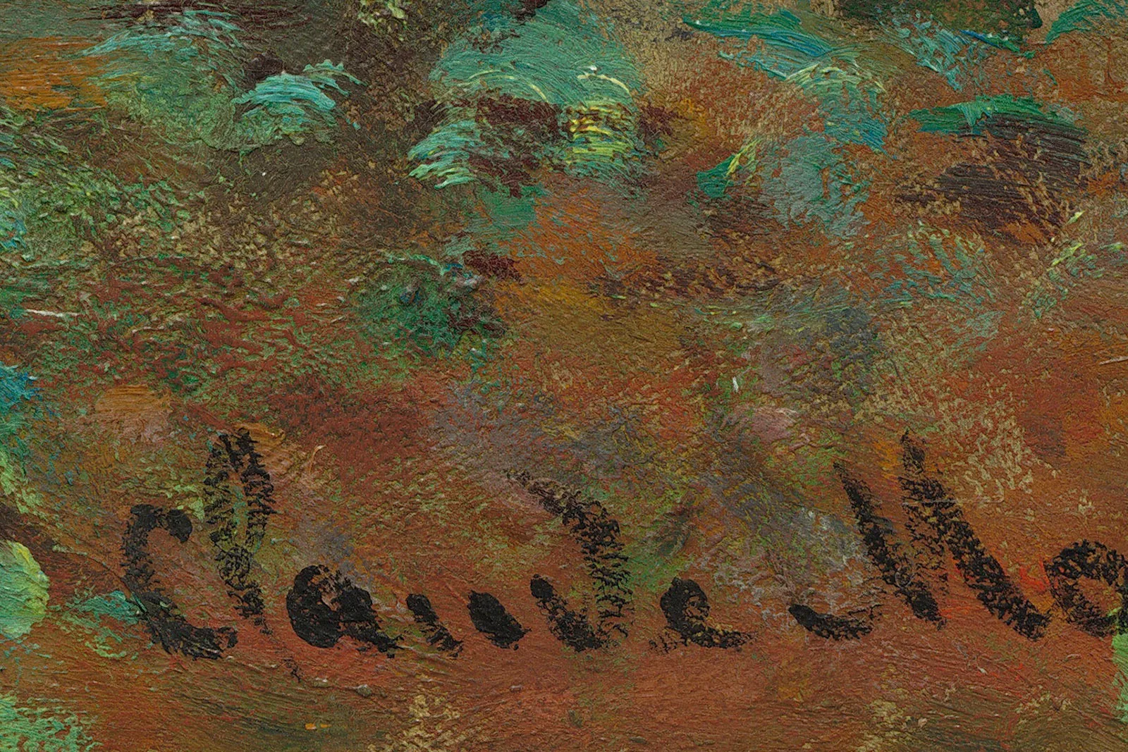 莫奈油画作品《阿让特伊的艺术家花园》高清大图局部 (7)