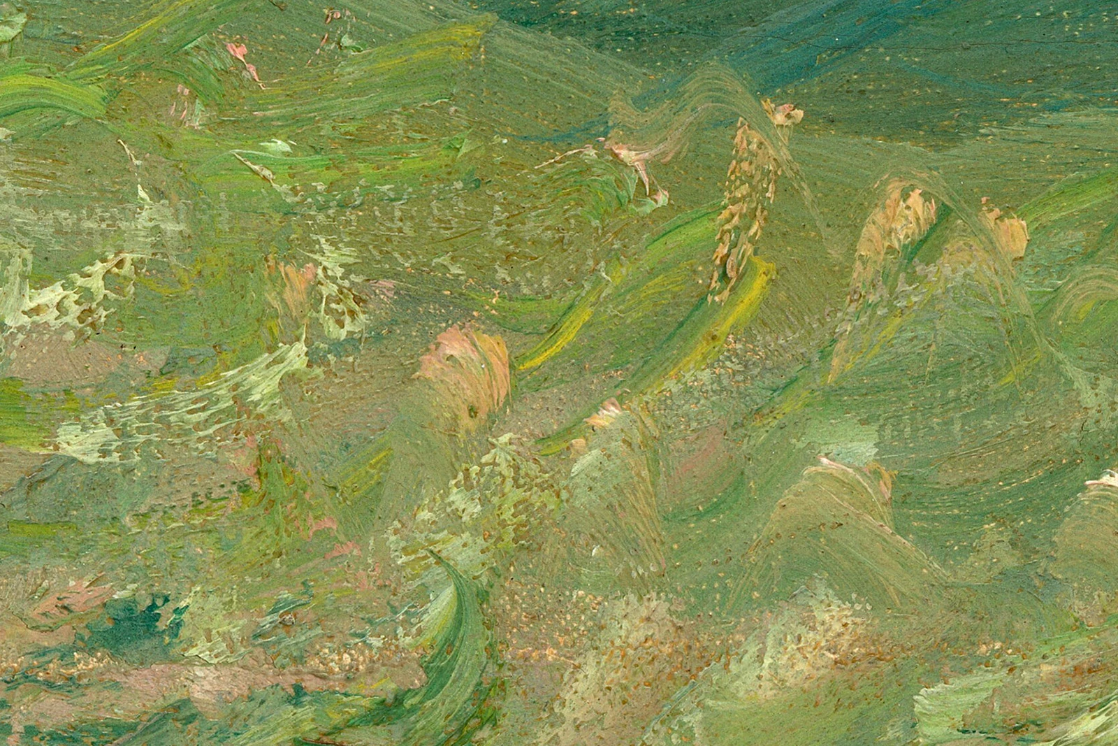 克劳德·莫奈风景画《普维尔悬崖》高清大图局部 (3)