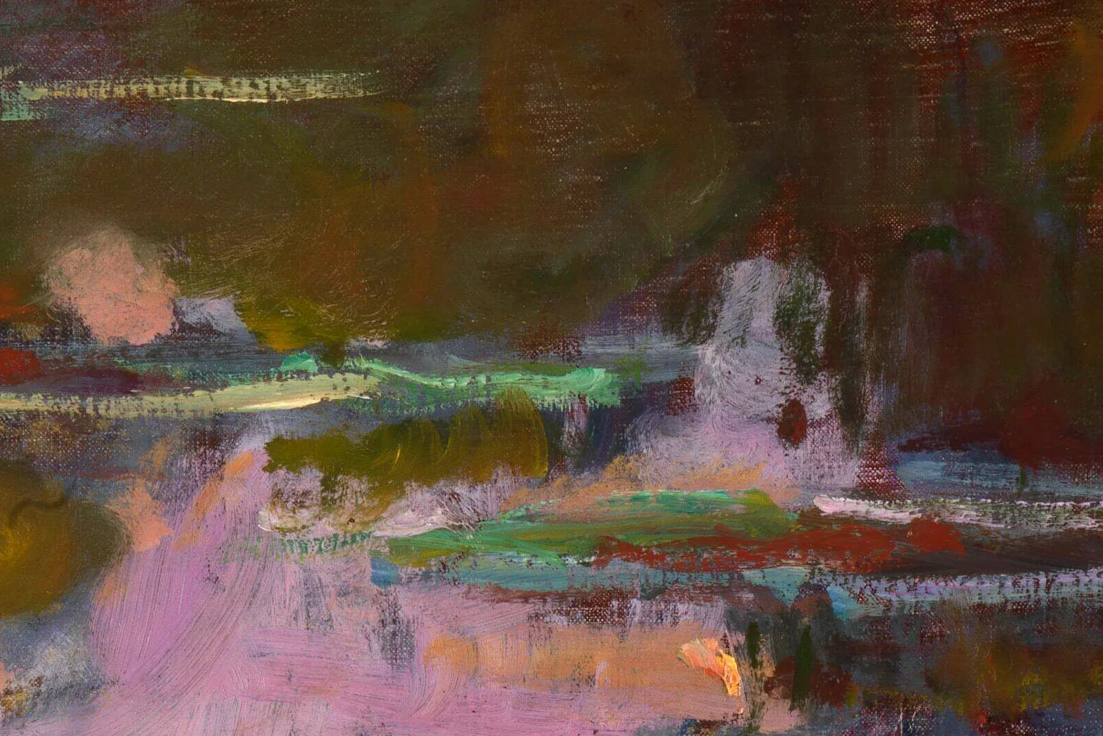 莫奈晚年油画作品《睡莲,落日》局部 (4)